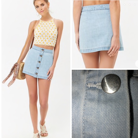 denim divided skirt